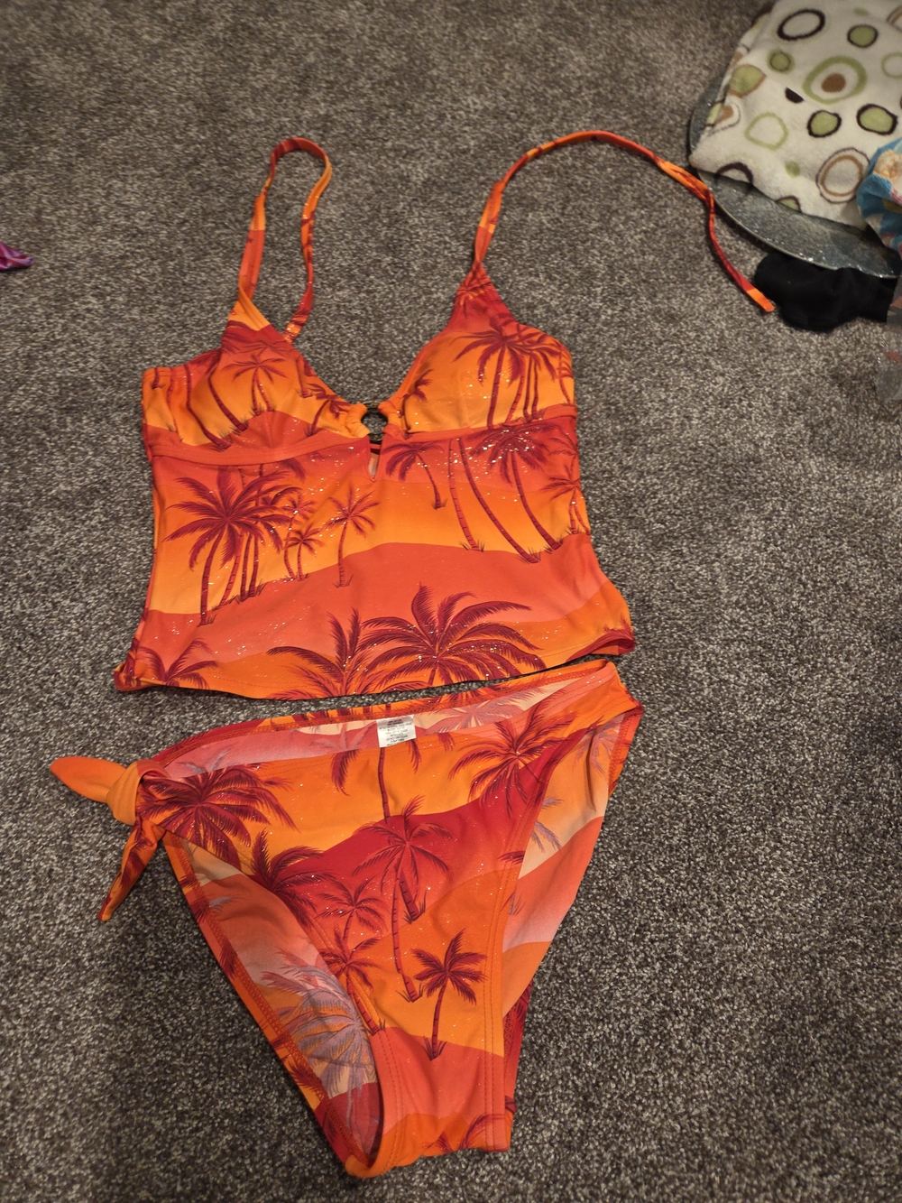 Womens size 10 orange 2 piece womens tankini